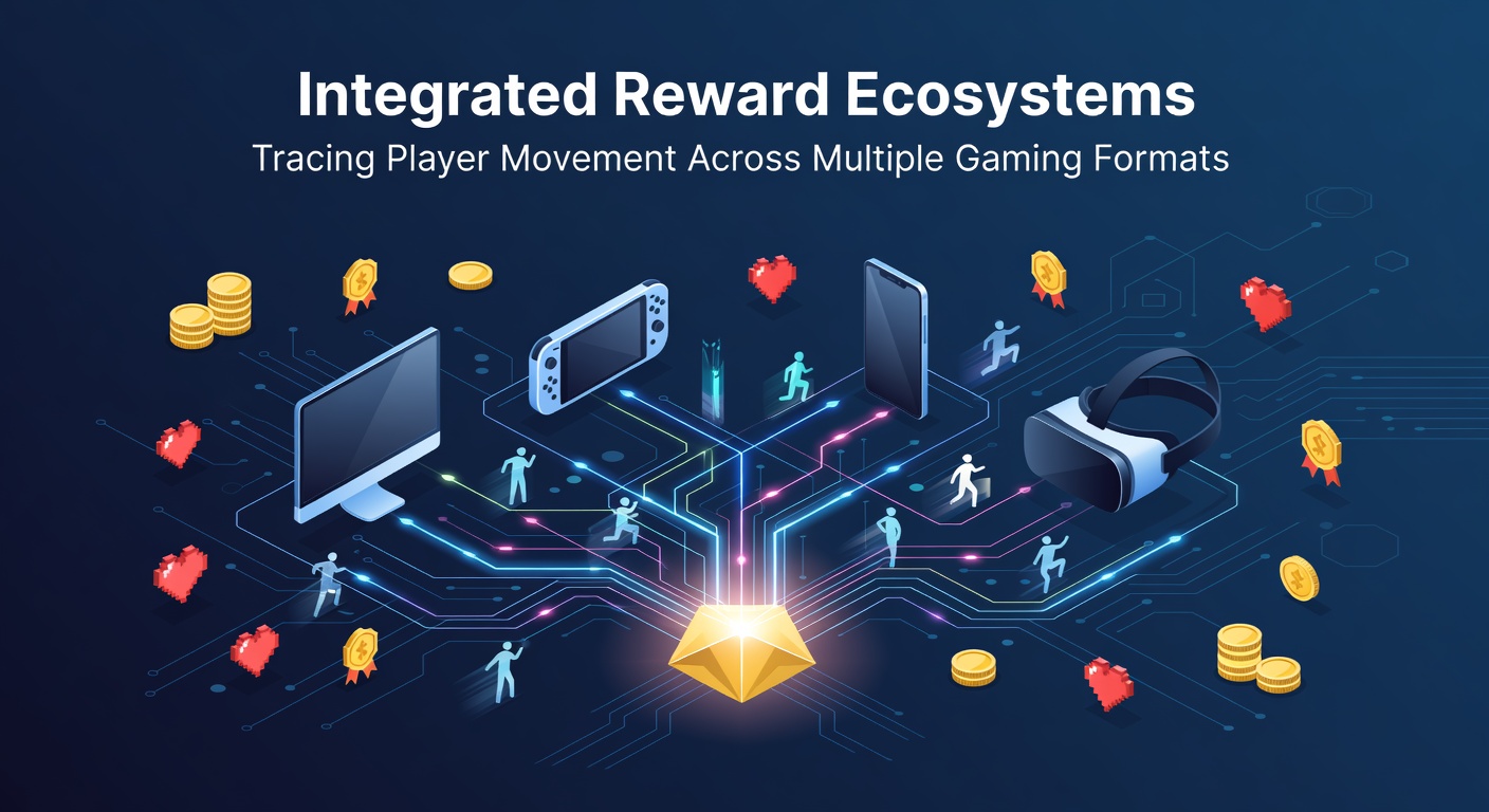 Diagram showing interconnected reward systems linking land-based casinos, online platforms, and sports betting interfaces with player data flows