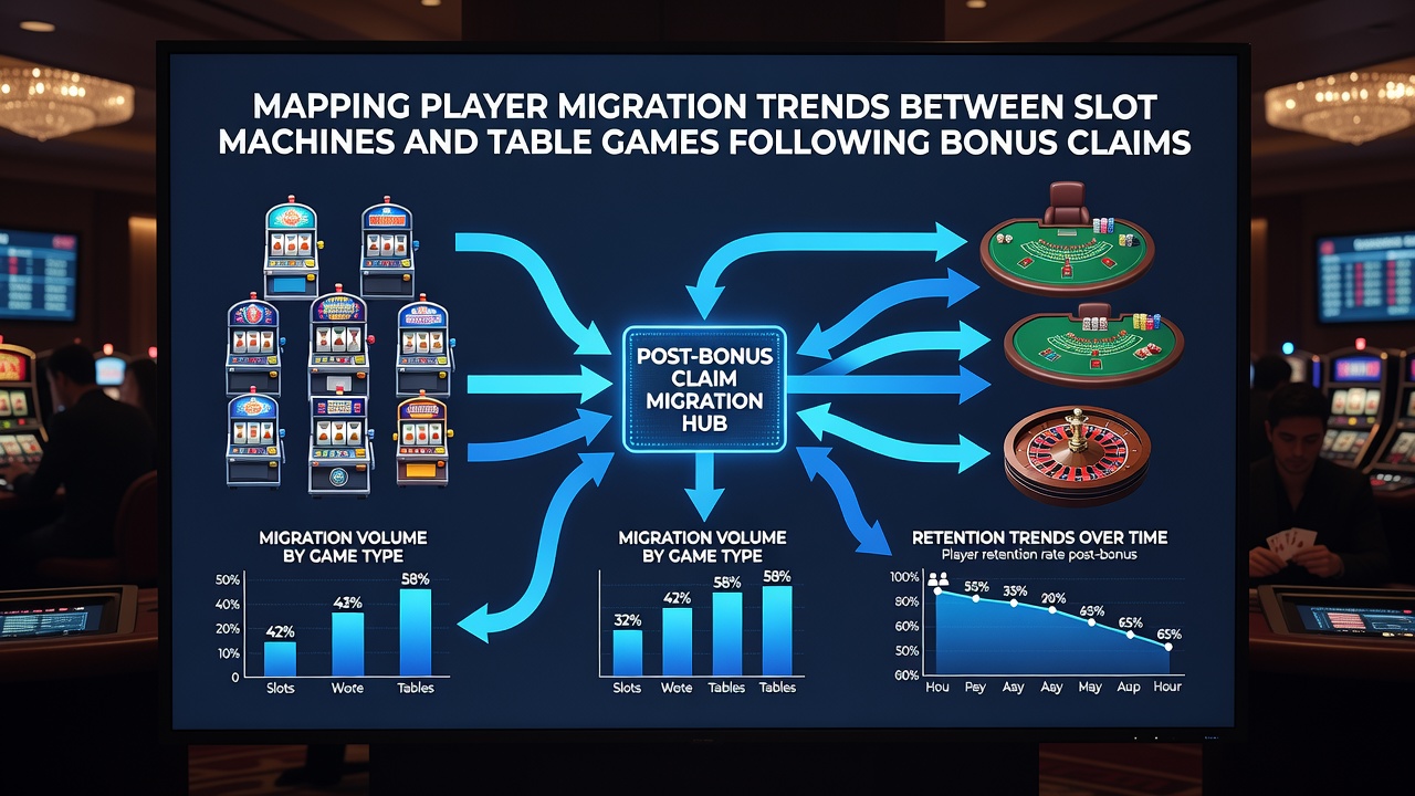 Data visualization of player transition rates between slots and tables post-bonus in 2026 casino reports