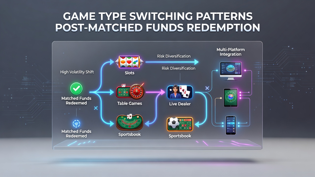 Casino player interface showing game type options on a multi-platform screen after bonus redemption