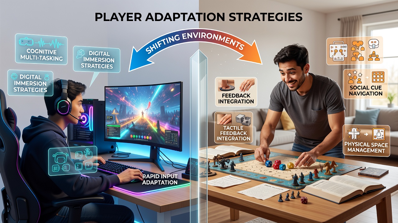 Close-up of gaming devices and casino chips side by side illustrating digital and physical play environments