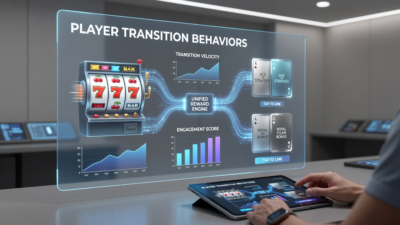 Data visualization of player flow between slot and table game zones on a casino map