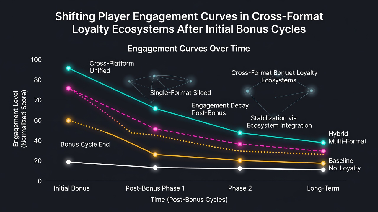 Chart illustrating retention metrics and format transitions in cross-platform loyalty programs following bonus cycle completion